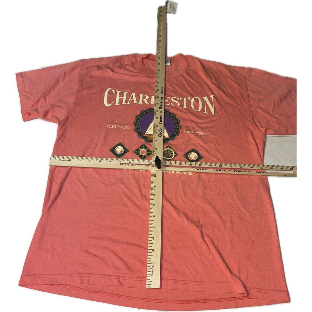 Vintage 90's Charleston South Carolina Single Stitch Salmon Color T-Shirt Tee L - Picture 4 of 4